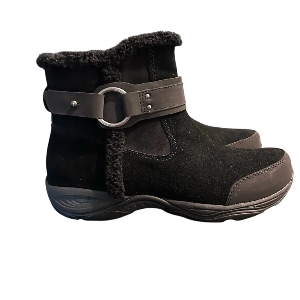 Easy Spirit Elinor Black Winter Ankle Boots with Faux Fur Lining SZ 7
